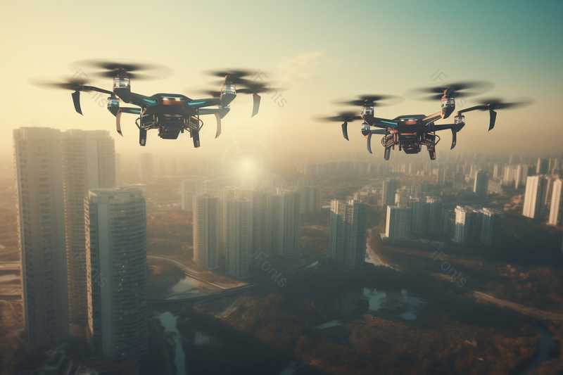 城市无人机飞行智能科技高级,高清,摄影图,摄影图片,图片大全,摄影图免费下载